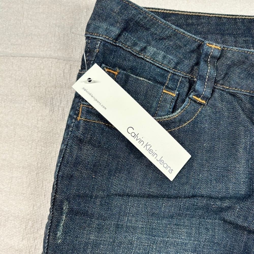 Calvin Klein Jeans Womens 12 Lean Bootcut Dark Wash Denim Blue Jeans Y2K Flaps - Picture 3 of 13